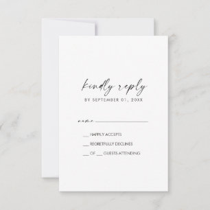 Tarjeta RSVP simple de guión moderno