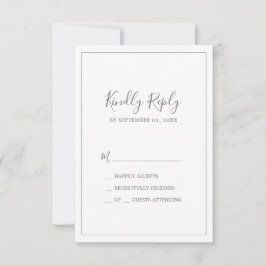 Tarjeta RSVP simple de plata minimalista