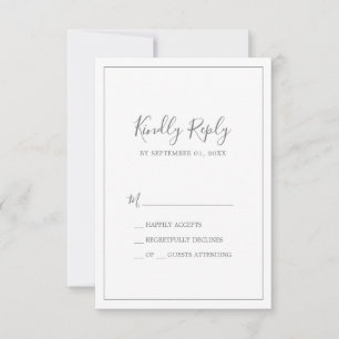 Tarjeta RSVP simple de plata minimalista