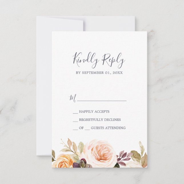 Tarjeta RSVP simple de Rustic Earth Florals (Anverso)