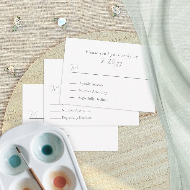 Tarjeta RSVP simple, de sólo texto, de matrimonio  (simple, minimalist, blank text-only wedding rsvp, elegant script, return, reply enclosure card)