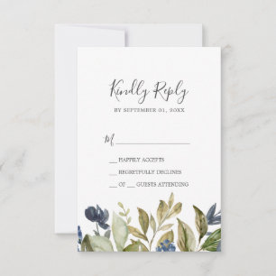 Tarjeta RSVP simple de vegetación de otoño