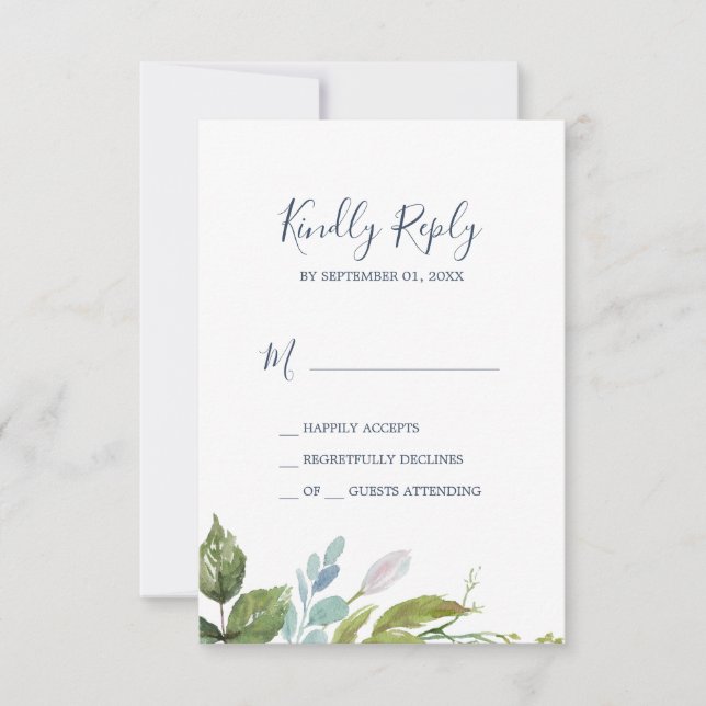 Tarjeta RSVP simple de Verano Verde (Anverso)