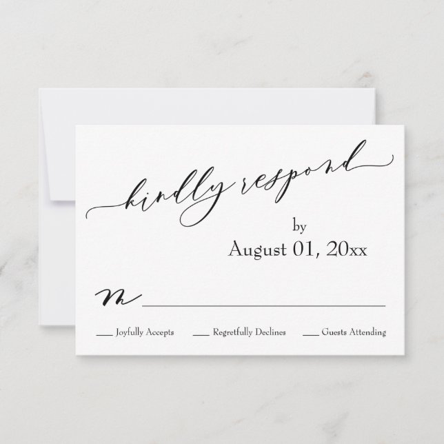 Tarjeta RSVP simple, elegante y moderna con una bu (Anverso)
