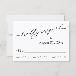 Tarjeta RSVP simple, elegante y moderna con una bu