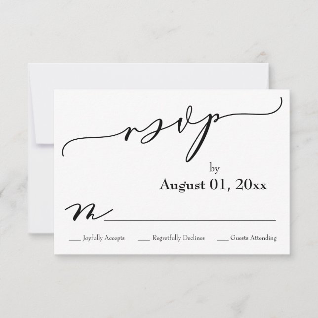 Tarjeta RSVP simple, elegante y moderna en blanco  (Anverso)