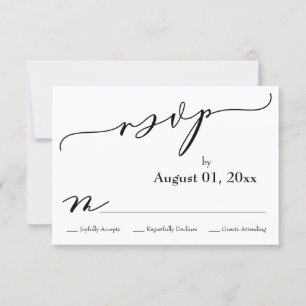 Tarjeta RSVP simple, elegante y moderna en blanco