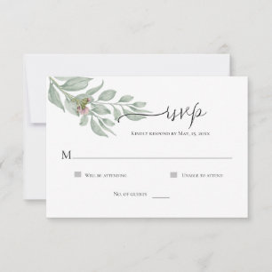 Tarjeta RSVP simple floral de Moda moderna