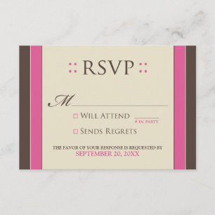 Tarjeta RSVP simple (fuchsia/chocolate)