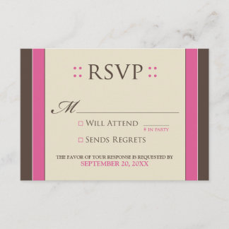 Tarjeta RSVP simple (fucsia/chocolate)