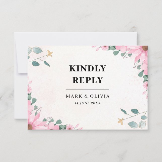 Tarjeta RSVP simple para Boda - Diseño editable (Anverso)