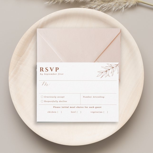 Tarjeta RSVP simple para la comida de Terracota Bo (Subido por el creador)