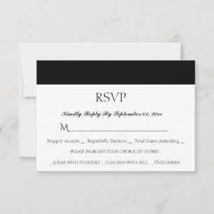 Tarjeta RSVP simple para la comida del Boda blanco