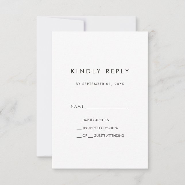 Tarjeta RSVP simple para tipografía de moda (Anverso)