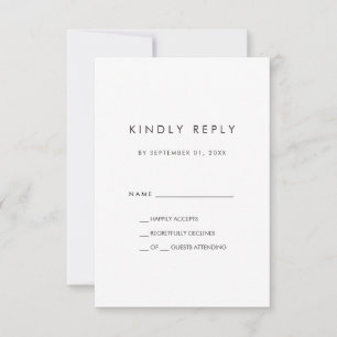 Tarjeta RSVP simple para tipografía de moda