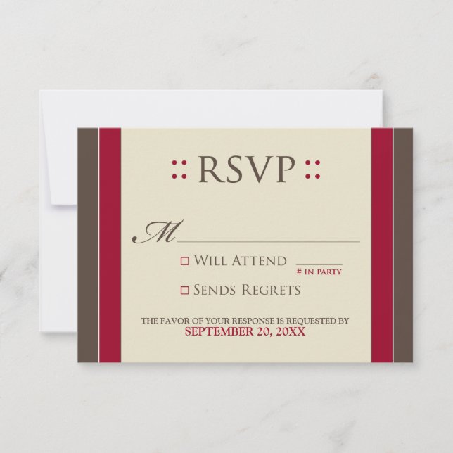 Tarjeta RSVP simple (rojo/chocolate) (Anverso)