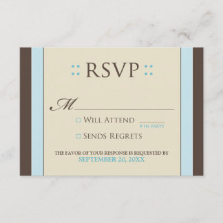 Tarjeta RSVP simple y elegante (azul/chocolate par