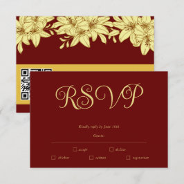 Tarjeta RSVP simple y elegante de Borgoña y Oro