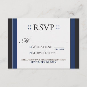 Tarjeta RSVP simple y elegante (marina/negra)