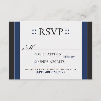 Tarjeta RSVP simple y elegante (marina/negra)