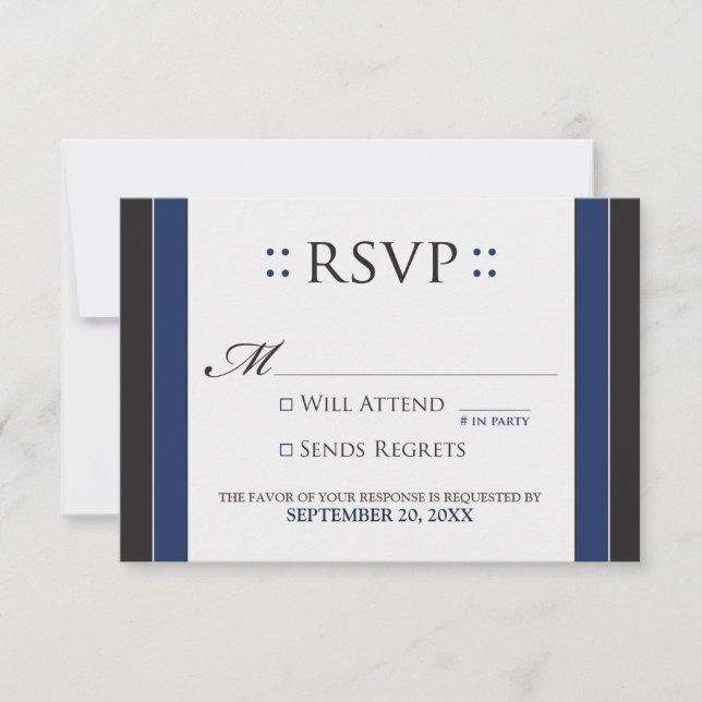 Tarjeta RSVP simple y elegante (marina/negra) (Anverso)