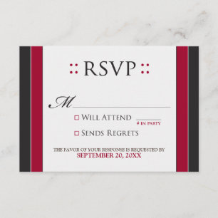 Tarjeta RSVP simple y elegante (rojo/negro)