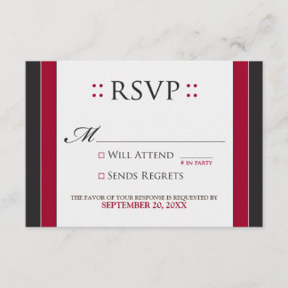 Tarjeta RSVP simple y elegante (rojo/negro)