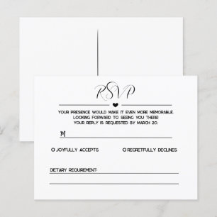 Tarjeta RSVP simple y Minimalista