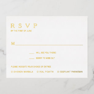 Tarjeta RSVP simple y moderna de Relieve metalizad