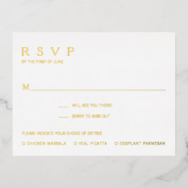 Tarjeta RSVP simple y moderna de Relieve metalizad