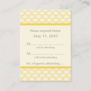 Tarjeta RSVP simplemente glamurosa, amarillo azafr