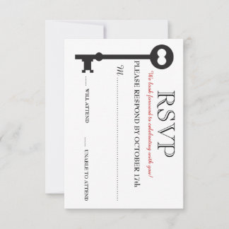 Tarjeta RSVP Skeleton Key Wedding