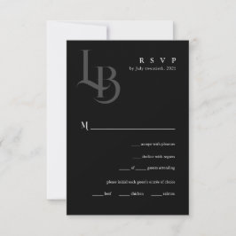 Tarjeta RSVP Sleek Black Geometric Wedding