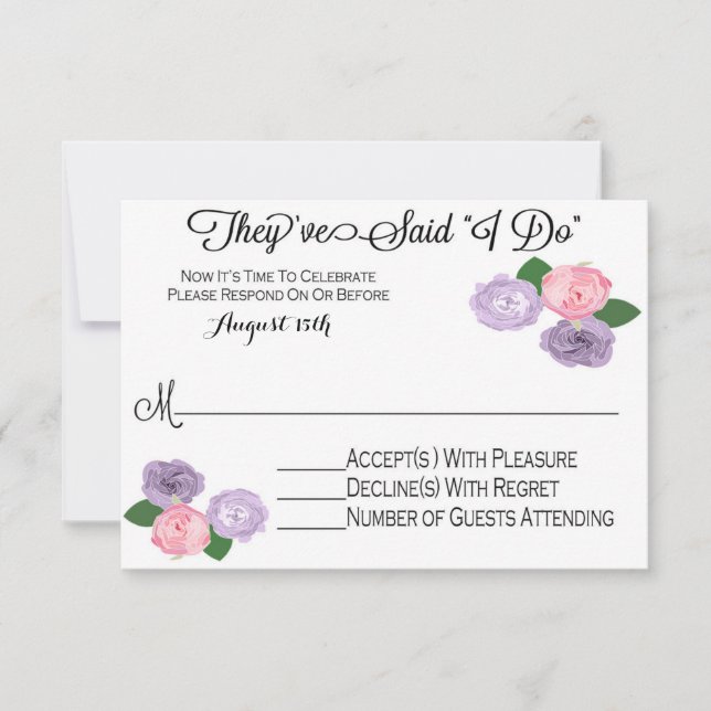 Tarjeta RSVP sólo para recepción de boda floral (Anverso)