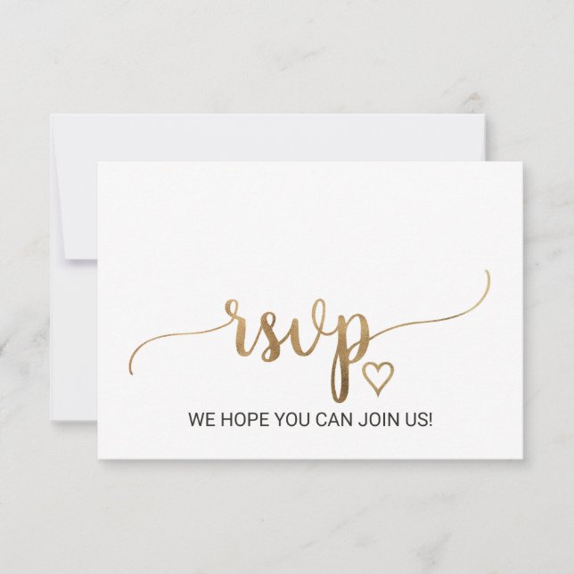 Tarjeta RSVP Song Song Simple Gold Caligrafía (Anverso)