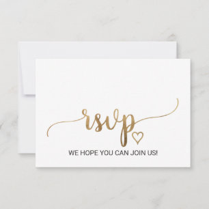 Tarjeta RSVP Song Song Simple Gold Caligrafía
