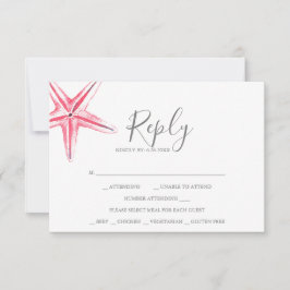 Tarjeta RSVP Starfish de color agua