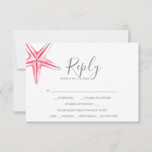 Tarjeta RSVP Starfish de color agua