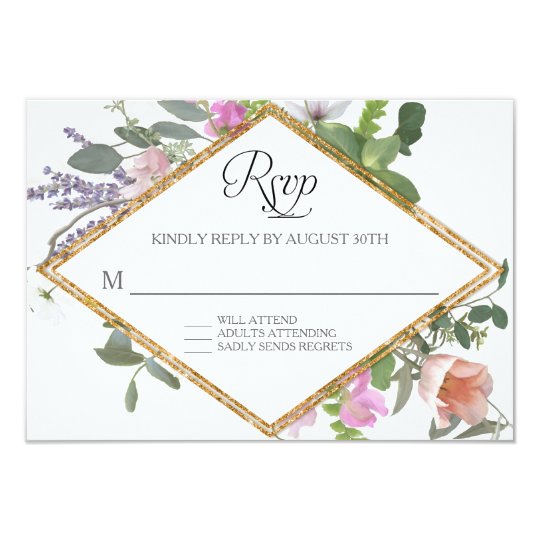 Tarjeta RSVP subió arte floral del falso Wildflower del