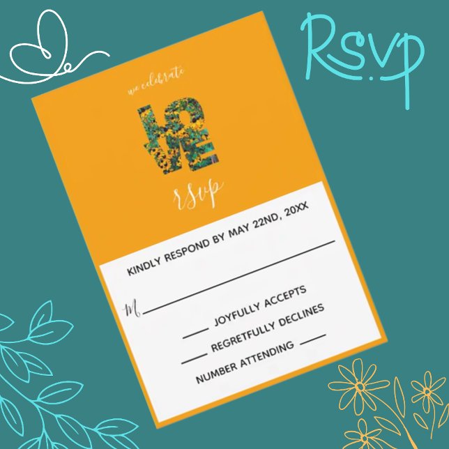Tarjeta RSVP temática de Naranja de AMOR de Susan  (Subido por el creador)