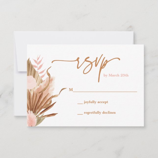 Tarjeta RSVP Terracotta Dried Palms (Anverso)