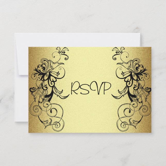 Tarjeta RSVP Todos los eventos Elegante Gold Black (Anverso)