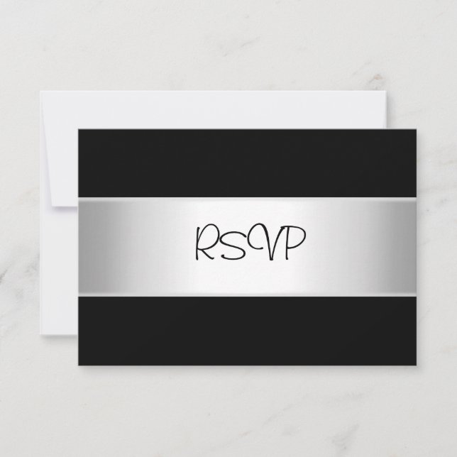 Tarjeta RSVP Todos los eventos Elegante Plata de L (Anverso)