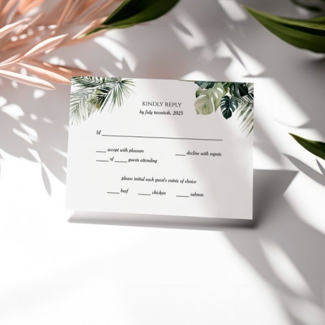 Tarjeta RSVP Tropical Botánica - Boda de destino (Subido por el creador)