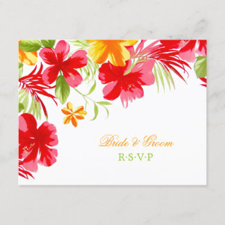Tarjeta RSVP Tropical Hibiscus Wedding
