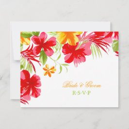 Tarjeta RSVP Tropical Hibiscus Wedding