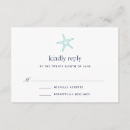 Tarjeta RSVP Turquoise & Navy Starfish