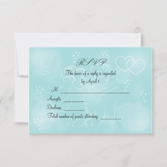 Tarjeta RSVP Turquoise rosas (Anverso)