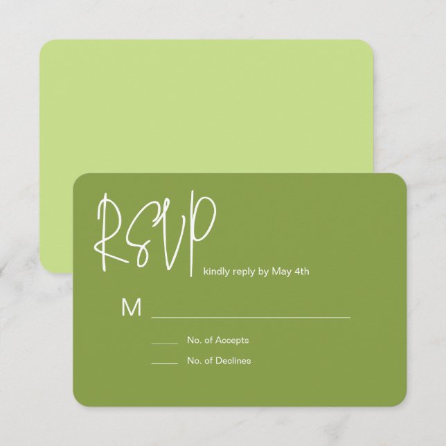 Tarjeta RSVP verde (Anverso / Reverso)