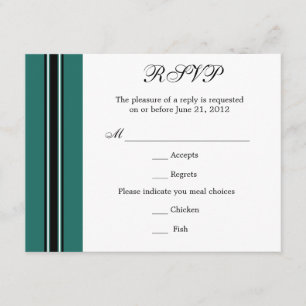 Tarjeta RSVP Verde azulada clásica marrón